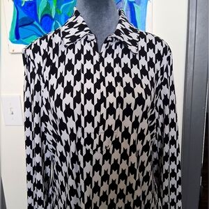 INC International Concepts Monochrome Geometric Blouse